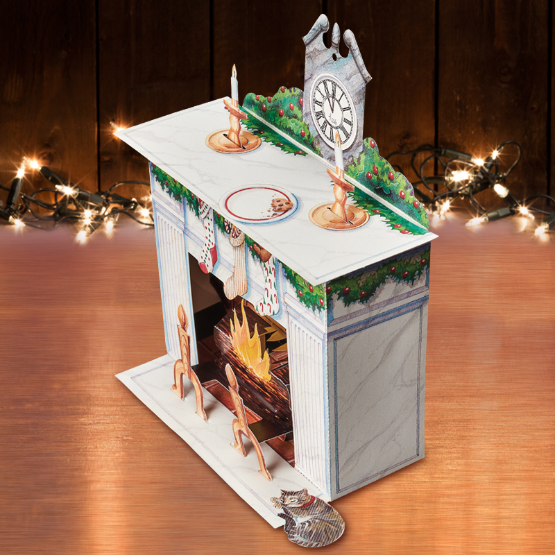 Fireplace Traditional Pop Up Christmas Card - Side View