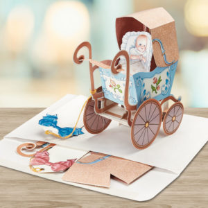 Victorian Pram Baby Birth Announcement Card