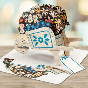 Wheelbarrow Flower Cart Pop Up Greeting Card