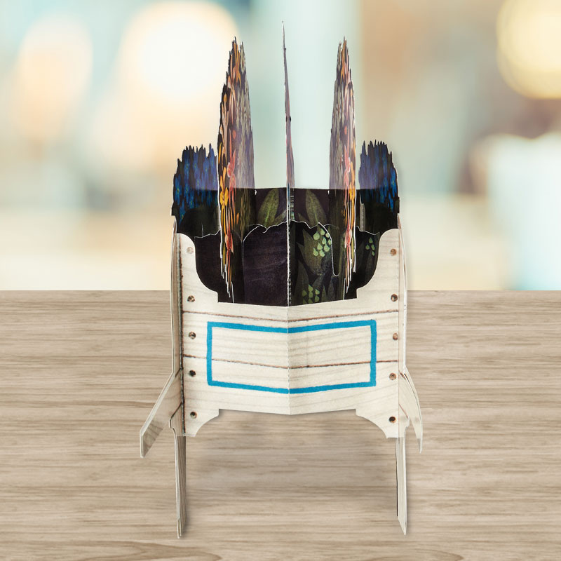 Wheelbarrow Flower Cart Pop Up Greeting Card - Back View