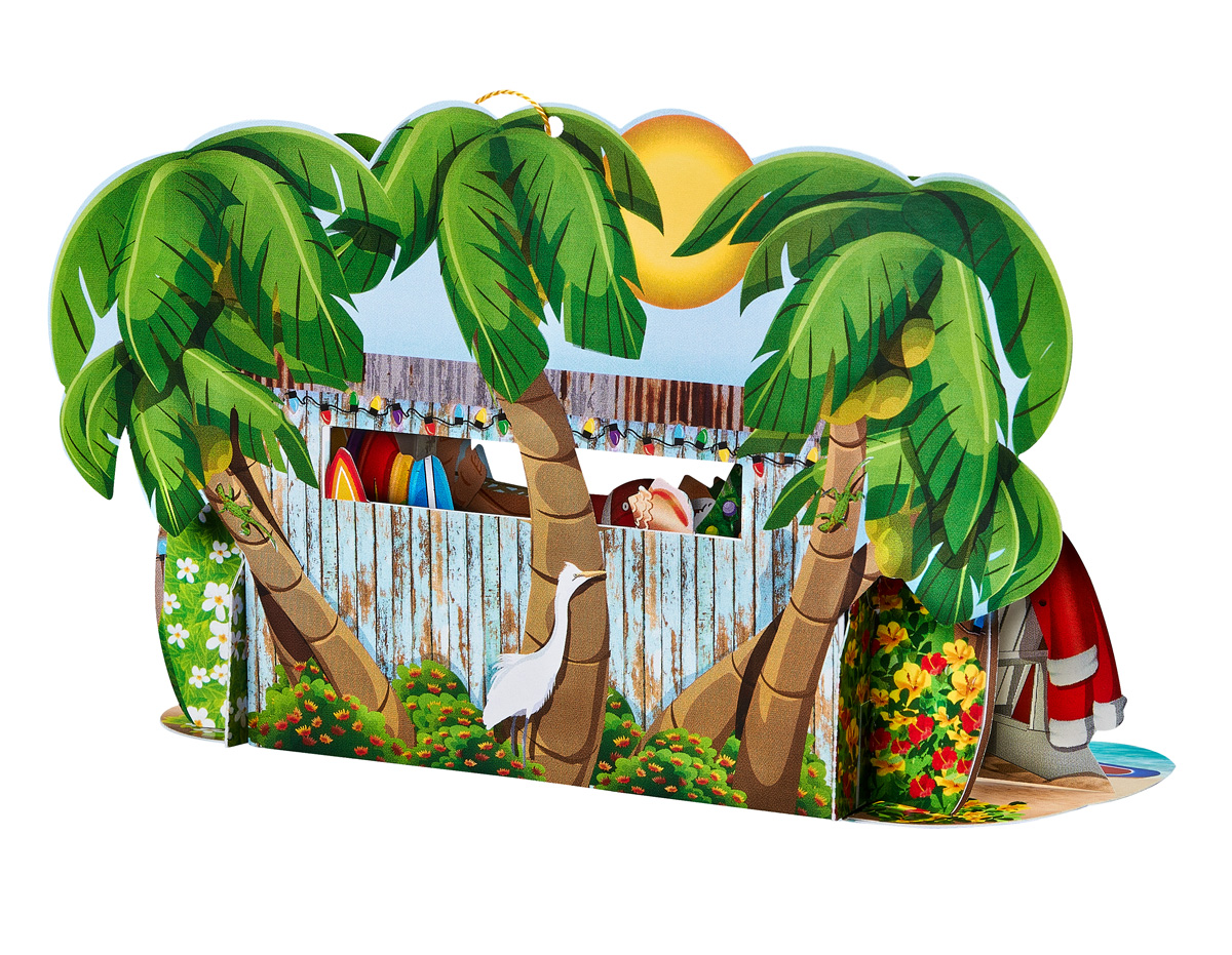 'Santa's Surf Shack' Pop-Up Christmas Card Ornament - Image 2