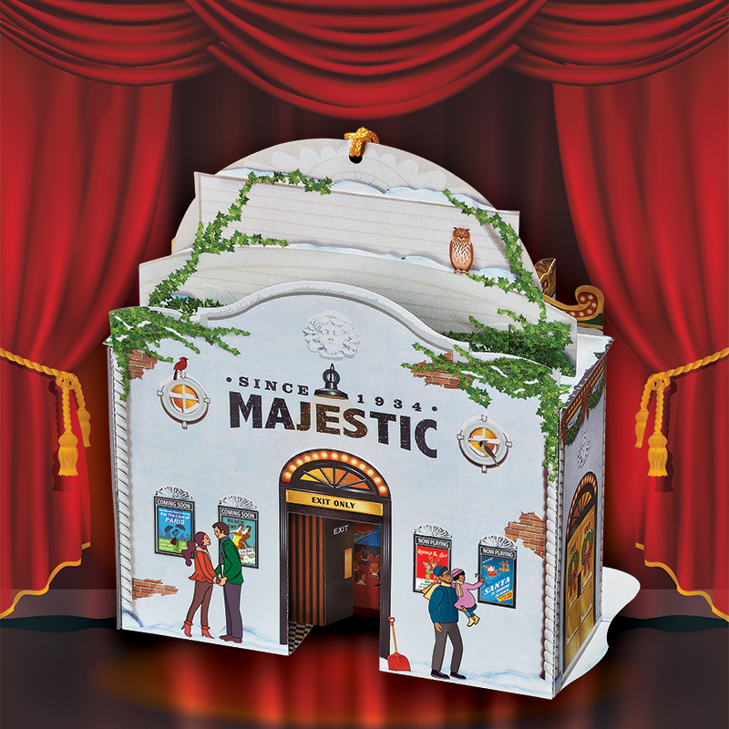 'Majestic Theater' Pop-Up Christmas Card Ornament - Image 3