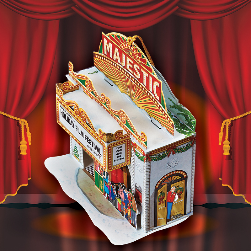 'Majestic Theater' Pop-Up Christmas Card Ornament - Image 2