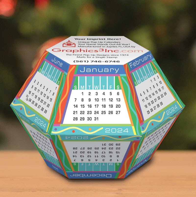 2025 Wavy Lines Pop-up Calendars