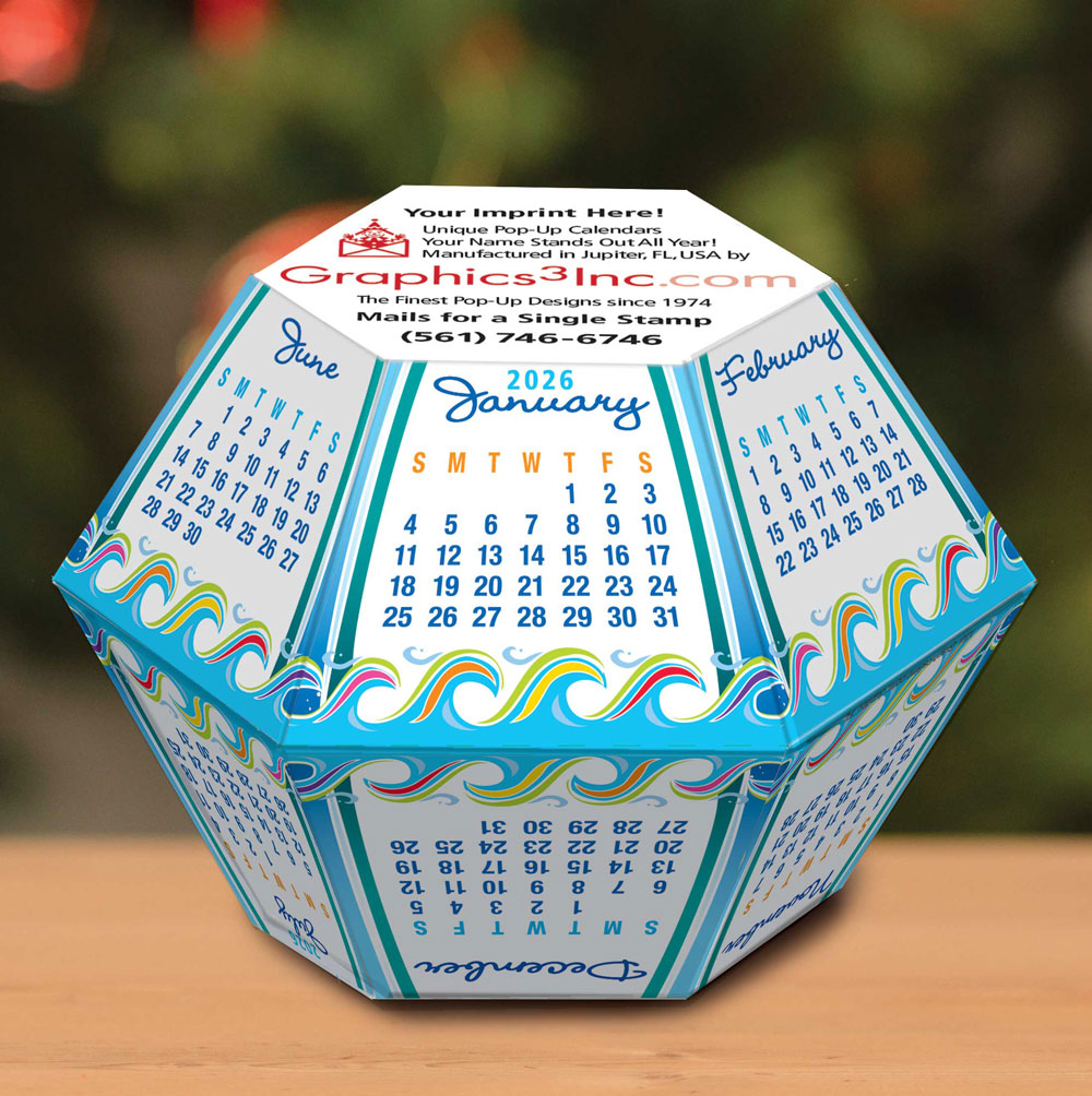 2026 Waves Calendar Pop-Up Calendars