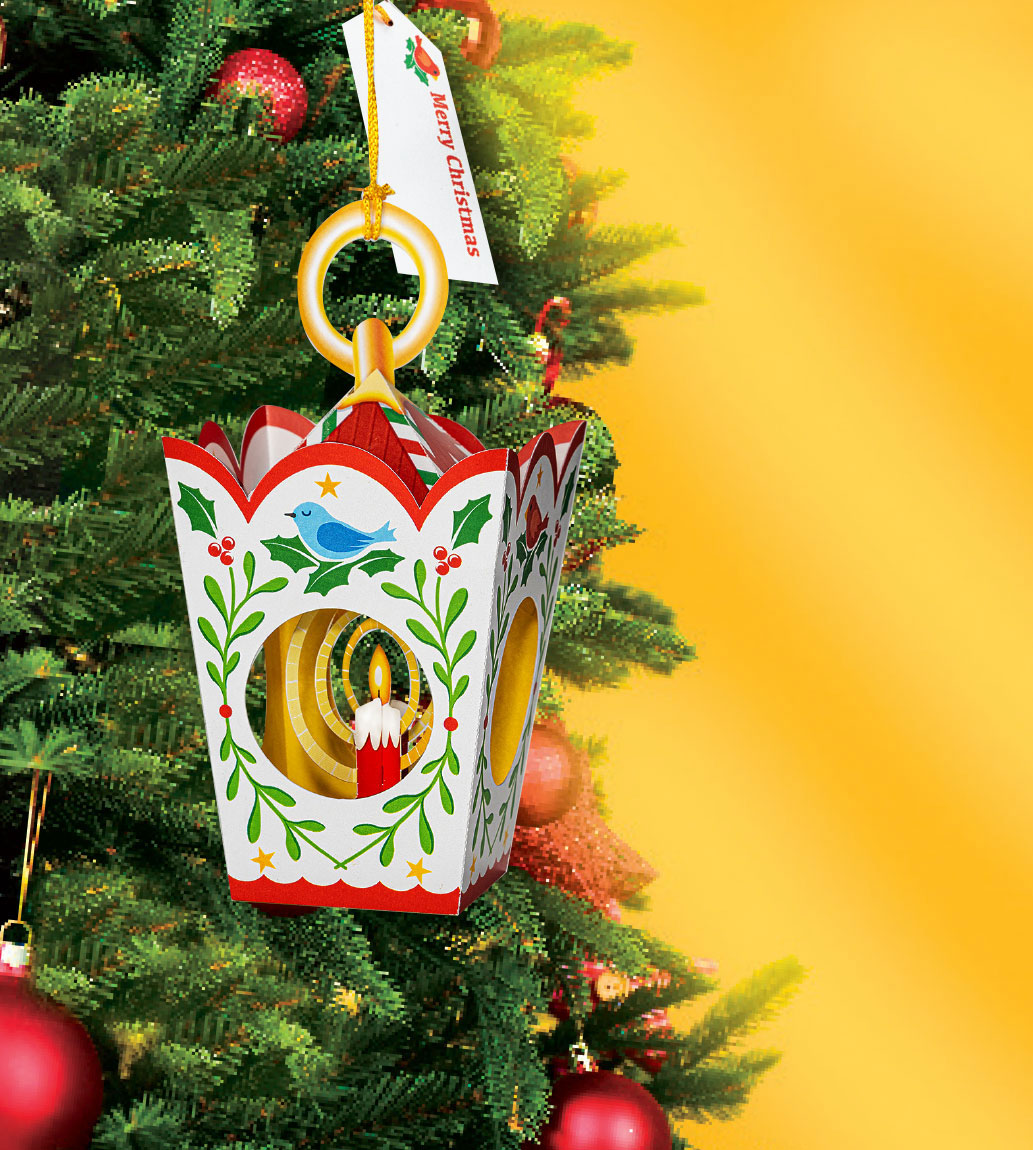 'White Christmas Lantern' Pop-Up Christmas Card Ornament - Image 2